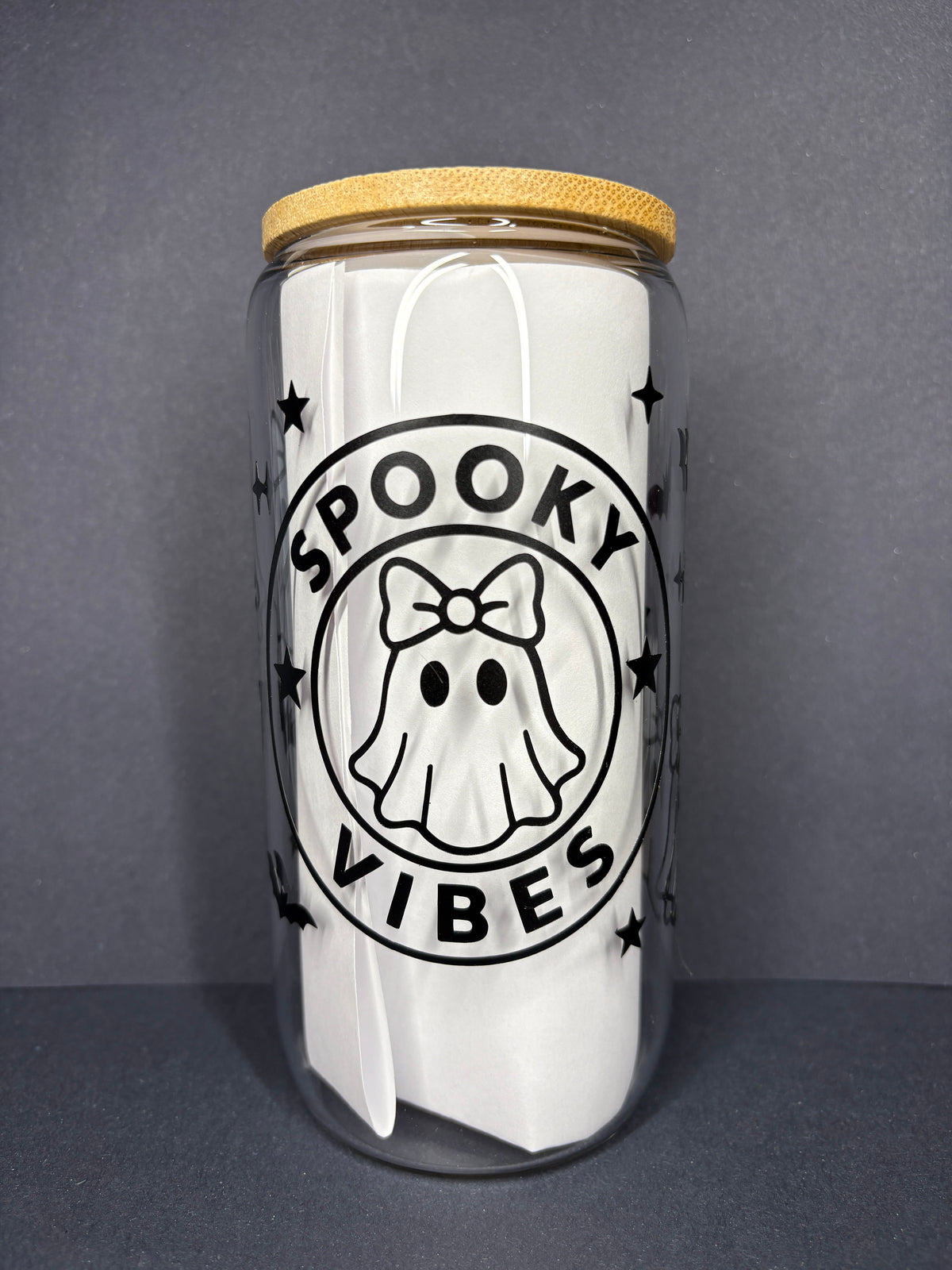 Spooky Vibes Ghost 16 oz Glass Cup