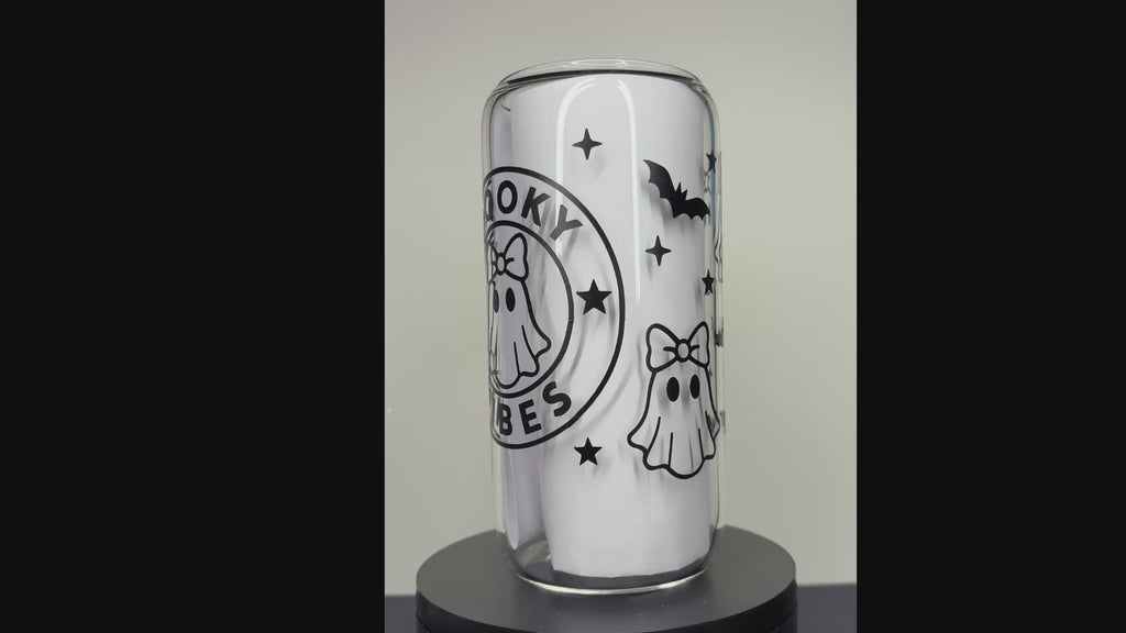 Spooky Vibes Ghost 16 oz Glass Cup