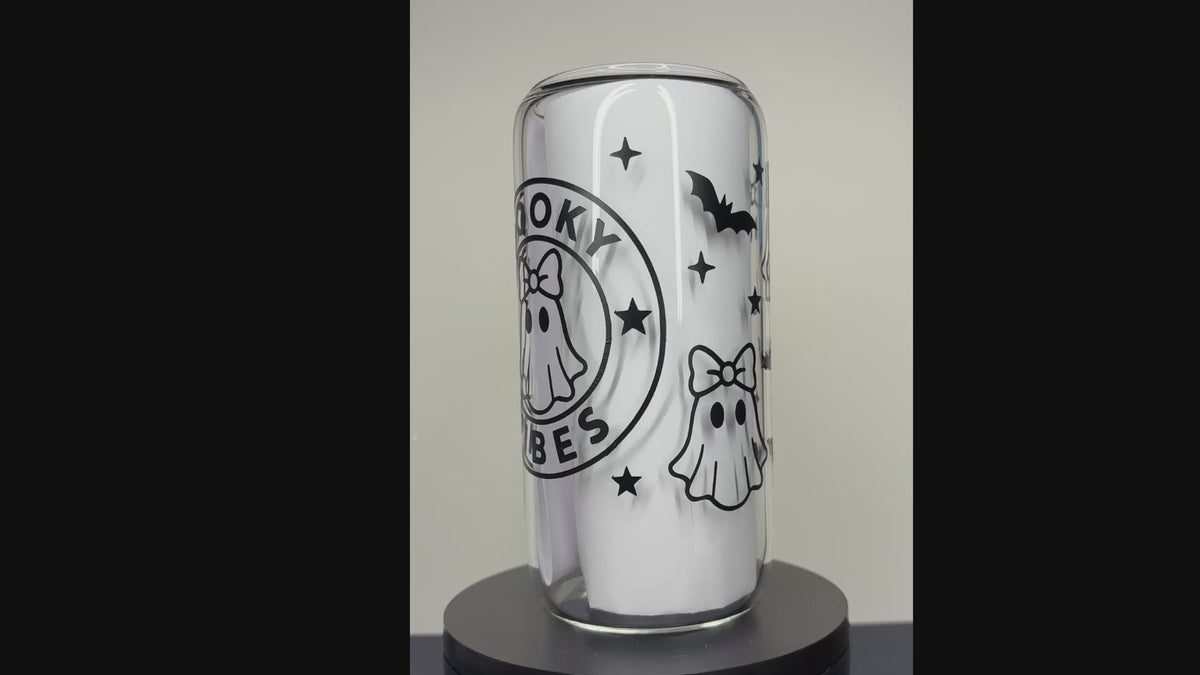 Spooky Vibes Ghost 16 oz Glass Cup